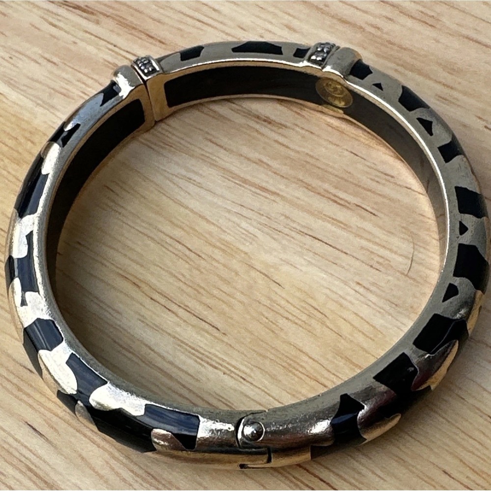 VTG Angelique de‎ Paris Bracelet – Gold Tone over Sterling – Black Enamel 39g